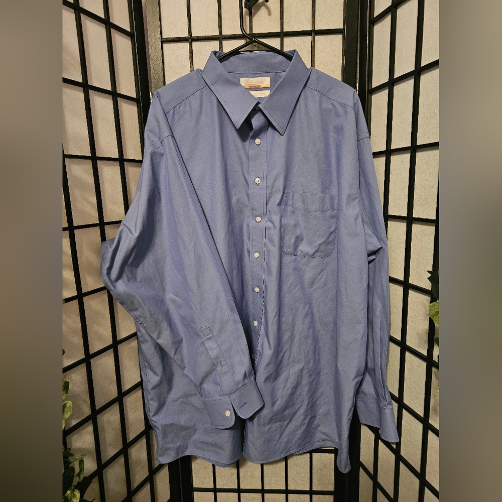 Gold Label Long‎ Sleeve Dress Shirt Men's Button Down Collared Blue